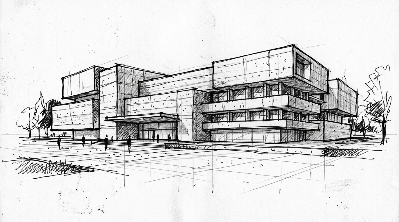 Civic facade, Brutalist — input