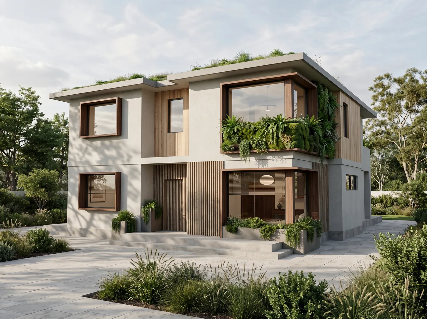 Residential exterior, Biophilic — AI render